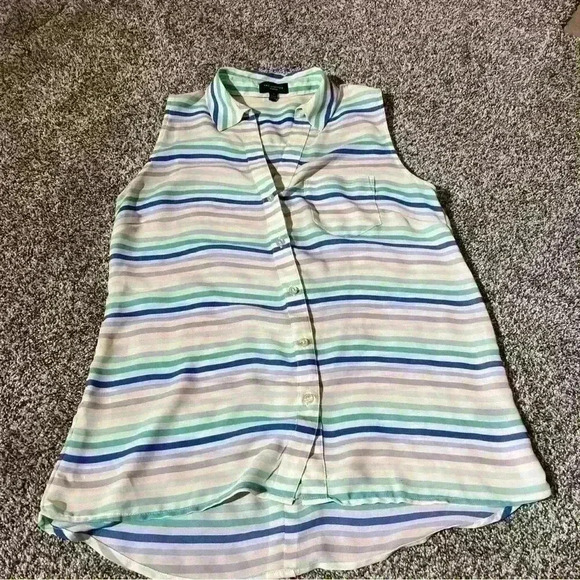 The Limited Ashton Striped Button Down ShirtBlouse Tank Small - Picture 1 of 8